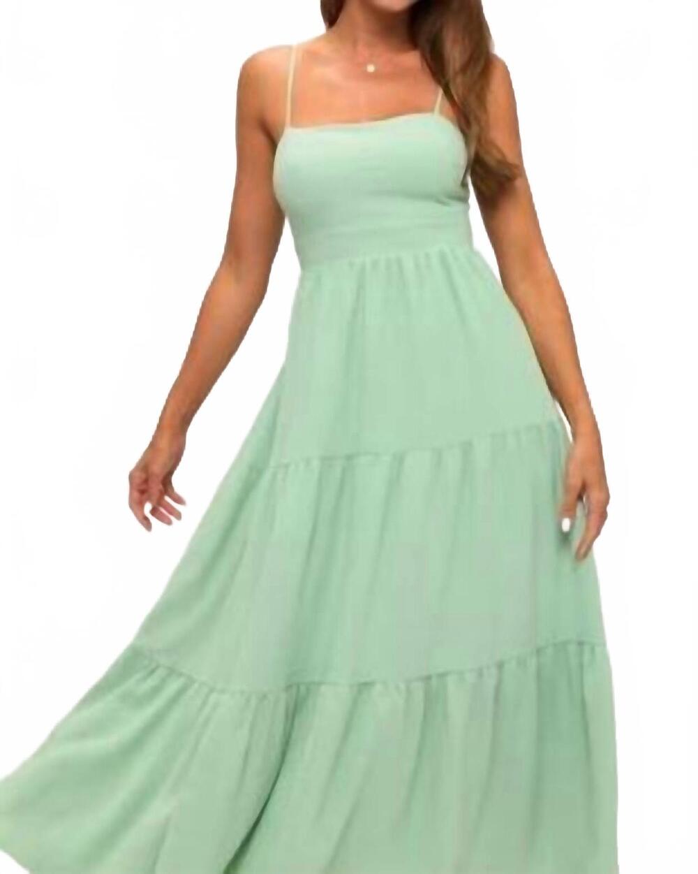 NEW LOVELY DAY tiered tie back fit and flare maxi dress in mint